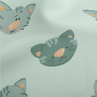 Playful Big Head Cat Athletic Mesh Flat Back