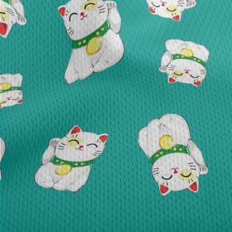 Smiling Lucky Cat Athletic Mesh Flat Back