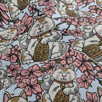 Cherry Blossoms And Lucky Cat Athletic Mesh Flat Back