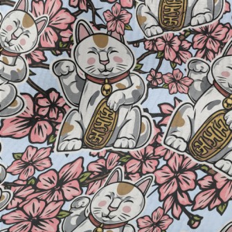Cherry Blossoms And Lucky Cat Terry