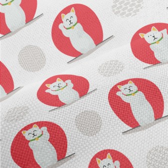 Red And White Lucky Cat Performance Linen