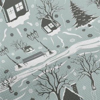 A Cozy Town In The Snow Performance Linen