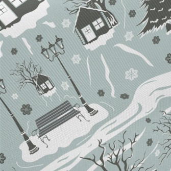 A Cozy Town In The Snow Twill