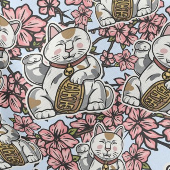 Cherry Blossoms And Lucky Cat Stretch Ponte
