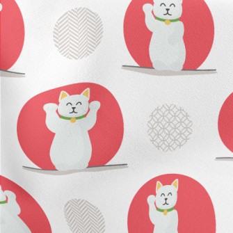 Red And White Lucky Cat Stretch Ponte