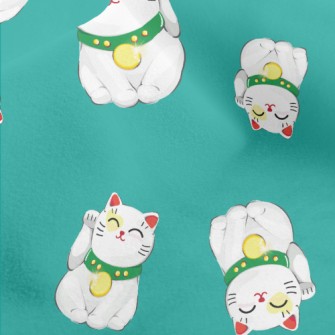 Smiling Lucky Cat Micro Fleece