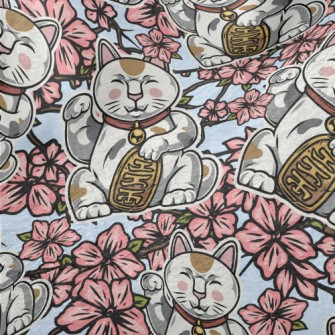 Cherry Blossoms And Lucky Cat Minky