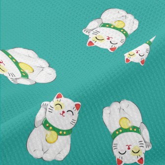 Smiling Lucky Cat Piqué