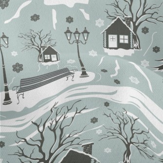 A Cozy Town In The Snow Lightweight Performance Linen