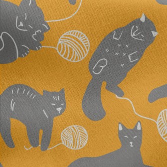 Cute Black Cat Jersey Backed Fleece