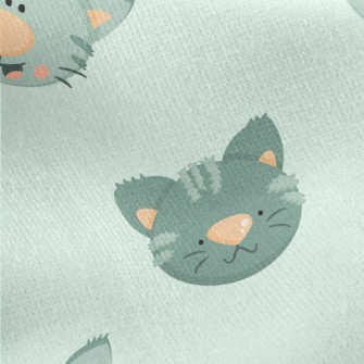 Playful Big Head Cat Jersey Backed Fleece