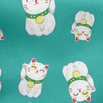Smiling Lucky Cat Jersey Backed Fleece