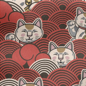 Serious Face Lucky Cat Jersey Backed Fleece