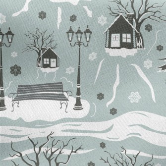 A Cozy Town In The Snow Jersey Backed Fleece