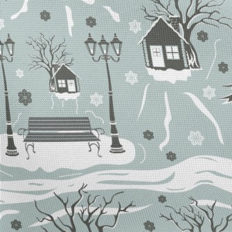 A Cozy Town In The Snow Pongee