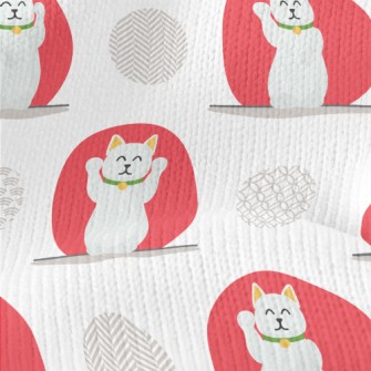 Red And White Lucky Cat Stretch Jersey
