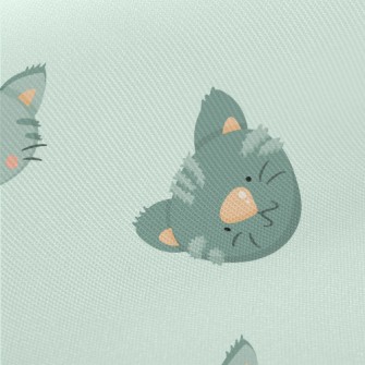 Playful Big Head Cat Midweight Cotton Poplin