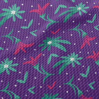 Small Flowers With Green Leave Birdseye Piqué