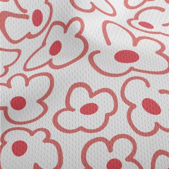 Large Line Flowers Athletic Mesh Flat Back