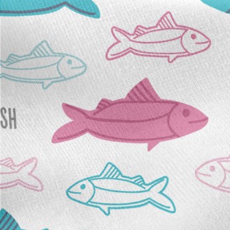 Fish Swimming Around Jersey Backed Fleece