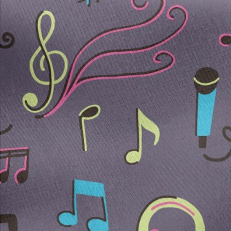 Retro And Charming Music Jersey Backed Fleece