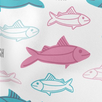 Fish Swimming Around Lightweight Cotton Poplin