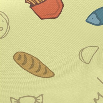 Delicious Seafood Meat Food Midweight Cotton Poplin