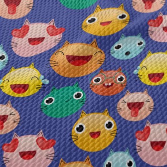 Colorful Cat Emoji Birdseye Piqué