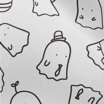 Hand Drawn Cute Little Ghost Chiffon
