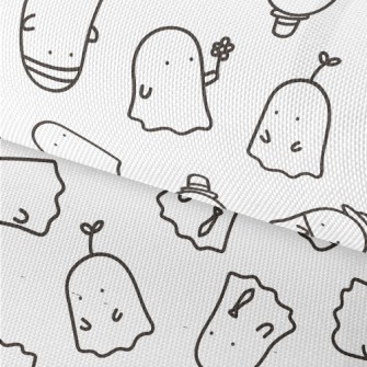 Hand Drawn Cute Little Ghost Waterproof Oxford