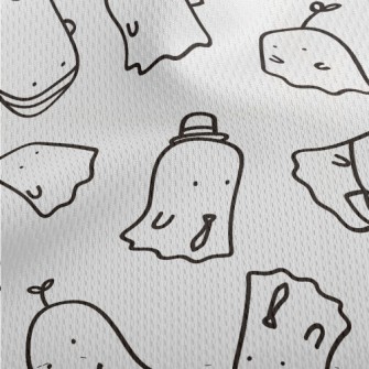 Hand Drawn Cute Little Ghost Athletic Mesh Flat Back