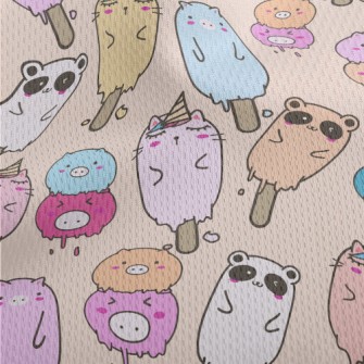 Cute Animal Ice Cream Athletic Mesh Flat Back