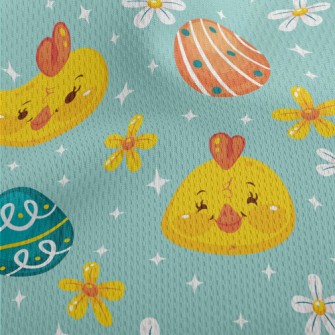 Happy Chick And Easter Eggs Athletic Mesh Flat Back
