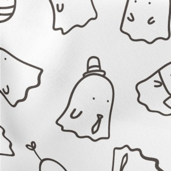 Hand Drawn Cute Little Ghost Stretch Ponte