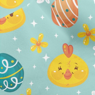 Happy Chick And Easter Eggs Micro Fleece