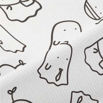 Hand Drawn Cute Little Ghost Piqué