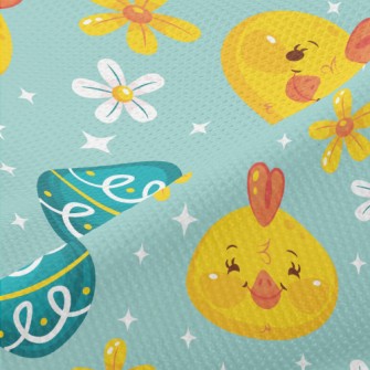 Happy Chick And Easter Eggs Piqué