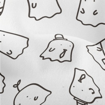 Hand Drawn Cute Little Ghost Lightweight Performance Linen