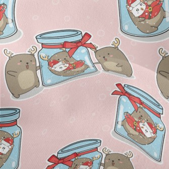 Elk And Christmas Cat Lightweight Performance Linen