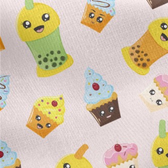 Cup Cake With Bubble Tea Jersey Backed Fleece