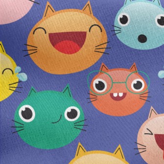 Colorful Cat Emoji Jersey Backed Fleece