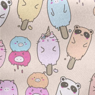 Cute Animal Ice Cream Jersey Backed Fleece