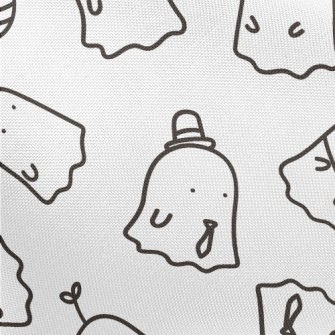 Hand Drawn Cute Little Ghost Pongee