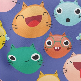 Colorful Cat Emoji Lightweight Cotton Poplin