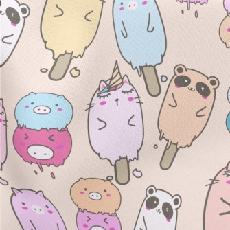 Cute Animal Ice Cream Lightweight Cotton Poplin