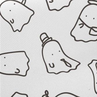 Hand Drawn Cute Little Ghost Midweight Cotton Poplin