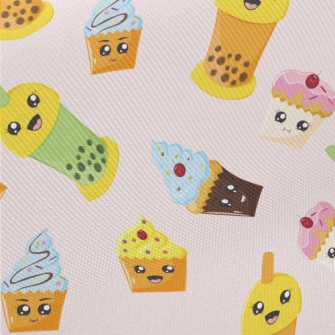 Cup Cake With Bubble Tea Midweight Cotton Poplin