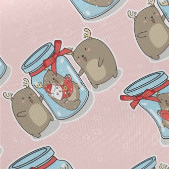 Elk And Christmas Cat Midweight Cotton Poplin