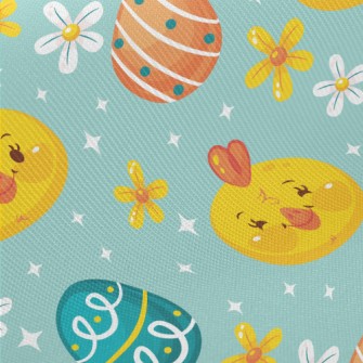 Happy Chick And Easter Eggs Midweight Cotton Poplin