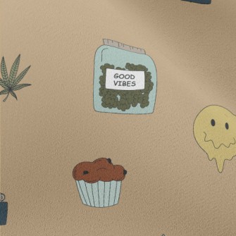 Hand Drawn Marijuana And Pizza Chiffon